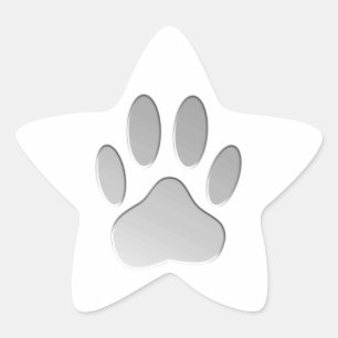 Metal-Look Dog Paw Print Stern-Aufkleber