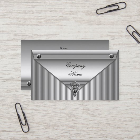 Metal Look White Silver Elegantes Profil Visitenkarte (Vorderseite/Rückseite Beispiel)