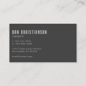 Metal Looking Masculine Moderne Minimalistische Co Visitenkarte (Rückseite)