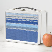 Metal Lunch Box - Crochet in Blau und Weiß Streife (Beispiel)