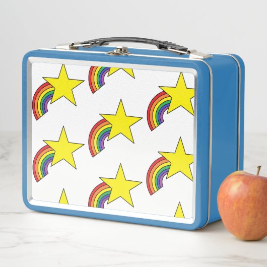 Metal Lunch Box mit gelben Sternen und Regenbogen (Beispiel)