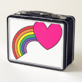 Metal Lunch Box mit Regenbogen und rosa Herzen (Rückseite)