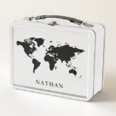 Metal Lunch Box mit World Maps und Name (Vorderseite)