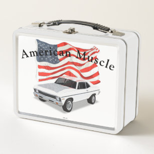 Metal Lunchbox American Muscle White Nova