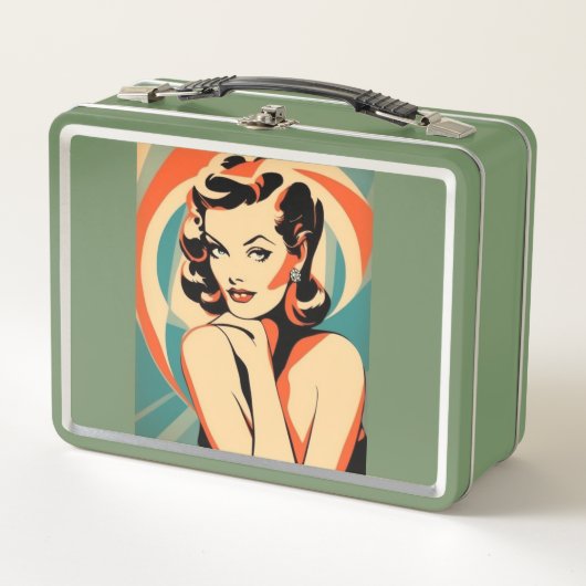 Metal Lunchbox Art Deco Button Up Girl Poster (Vorderseite)