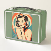 Metal Lunchbox Art Deco Button Up Girl Poster (Rückseite)
