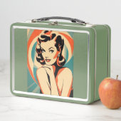 Metal Lunchbox Art Deco Button Up Girl Poster (Beispiel)