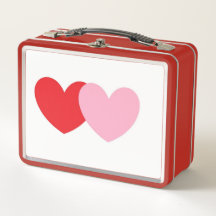 Metal-Lunchbox im Retro-Stil mit rosa und roten He