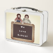 Metal Lunchbox Raggedy Ann & Andy We Liebe School (Vorderseite)
