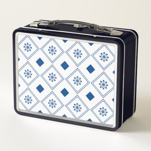 Metal lunchbox with a navy blue frame  (Rückseite)