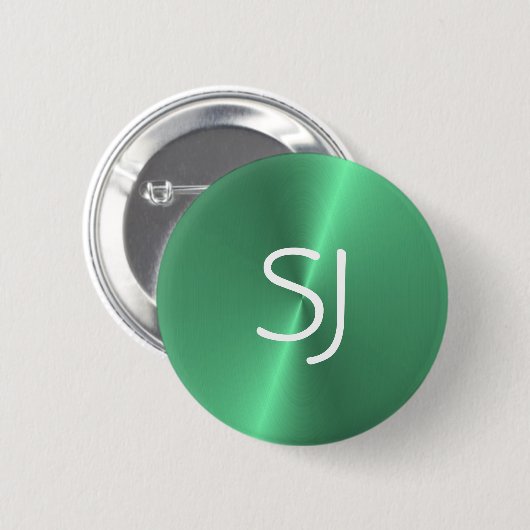 Metal-Monogramm-Grün glänzend Button (Vorne & Hinten)