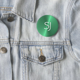 Metal-Monogramm-Grün glänzend Button
