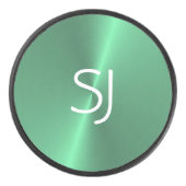 Metal-Monogramm-Grün glänzend Eishockey Puck (Vorderseite)