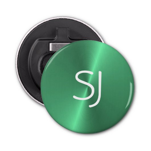 Metal-Monogramm-Grün glänzend Flaschenöffner (Vorderseite)