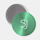 Metal-Monogramm-Grün glänzend Magnet (Vorderseite/Rückseite)