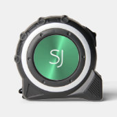 Metal-Monogramm-Grün glänzend Maßband (Vorderseite)