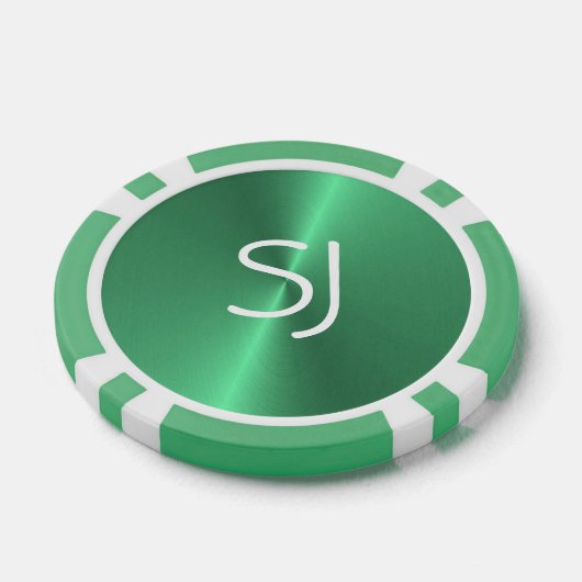 Metal-Monogramm-Grün glänzend Pokerchips (Einzeln)