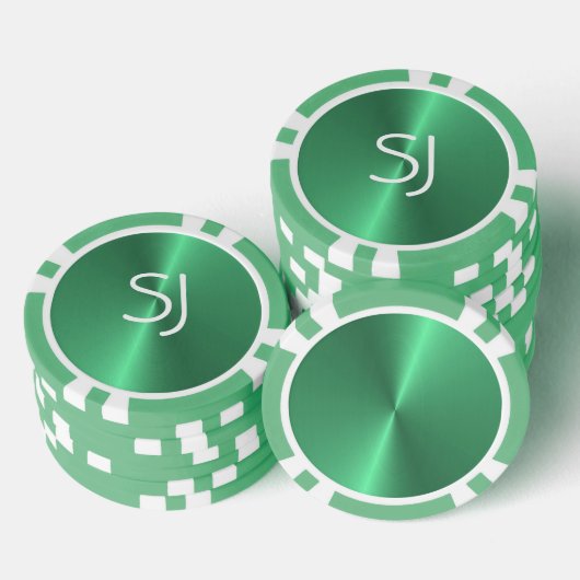 Metal-Monogramm-Grün glänzend Pokerchips (Stapel)