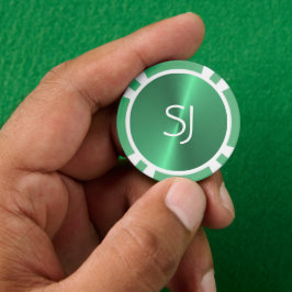 Metal-Monogramm-Grün glänzend Pokerchips