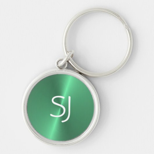 Metal-Monogramm-Grün glänzend Schlüsselanhänger (Vorne)