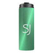 Metal-Monogramm-Grün glänzend Thermosbecher (Vorderseite)
