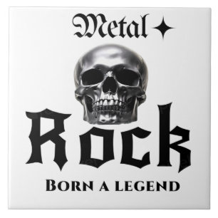 Metal Rock Geboren eine Legende Chrome-Totenkopf-G Fliese