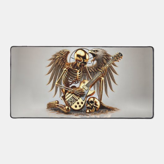 Metal Rockgitarrist mit Adler und Flügel Schreibtischunterlage (Vorderseite)
