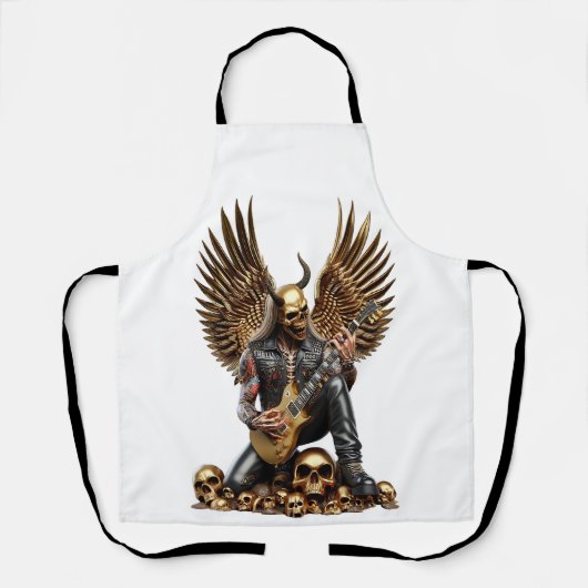 Metal Rockgitarrist Totenkopf Skelettfinger Schürze (Vorderseite)