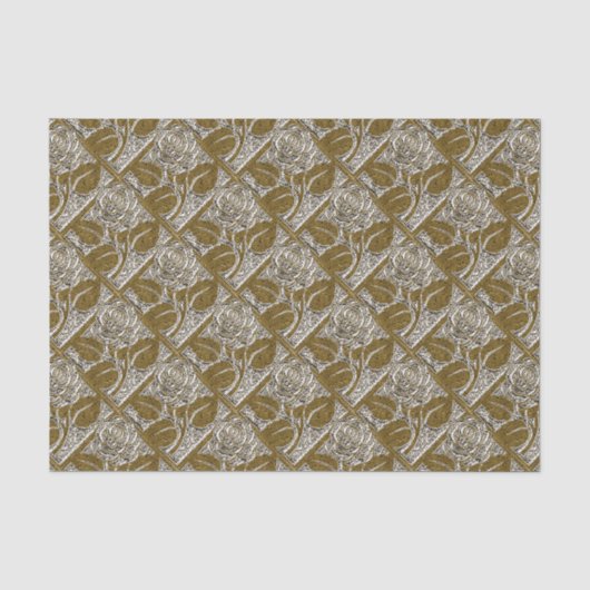 Metal-Rose-01-Silver Gold-Tissue Seidenpapier (Vorderseite)