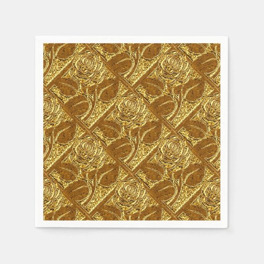 Metal Rose-17-Gold-Paper Cocktail Napkins Serviette (Vorderseite)