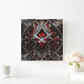 Metal Ruby Art Quadratische Wanduhr (Zuhause)