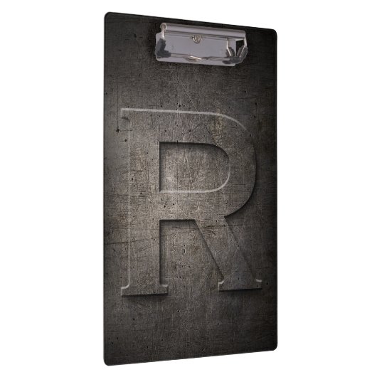 Metal Rustic R Monogram Clipboard Klemmbrett (Rechts)