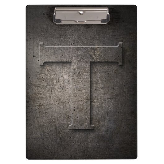 Metal Rustic T Monogram Clipboard Klemmbrett (Vorderseite)