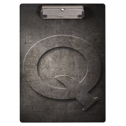 Metal-Rustikale Q Monogramm-Zwischenablage Klemmbrett (Vorderseite)