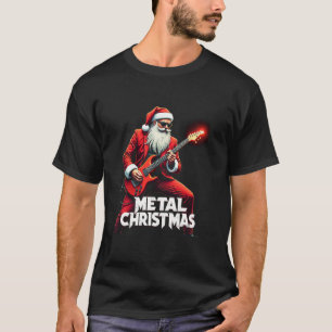 Metal Santa Claus Christmas Rock Roll Xmas Gitarre T-Shirt
