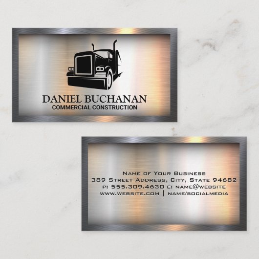 Metal-Semi-Truck-Logo | industriell Visitenkarte (Vorne/Hinten)
