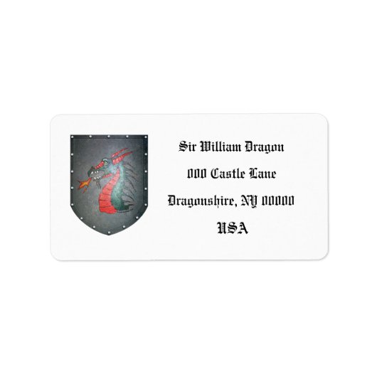 Metal Shield Dragon White Adressaufkleber (Vorne)