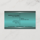 Metal silber, aquamarin, auffällig, monogramm visitenkarte (Rückseite)