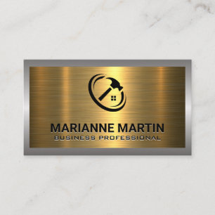 Metal Silber Gold gebürstet Home Hammer Logo Visitenkarte