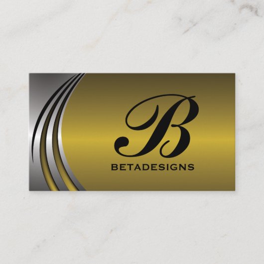 Metal silber grau, goldfarbenes Monogramm Visitenkarte (Vorderseite)