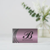 Metal silber grau staubige rosa auffällige Monogra Visitenkarte (Stehend Vorderseite)