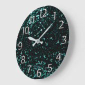 Metal Silver Gray Gray Arabic Numbers Aquamarin Aq Große Wanduhr (Winkel)