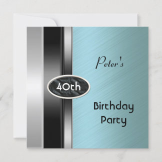Metal Silver Green Mens 40. Geburtstag Party Man Einladung