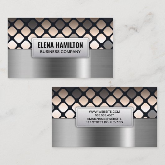 Metal Square Pattern | Metallbürste Visitenkarte (Vorne/Hinten)