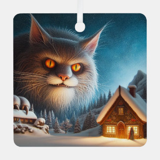 Metal Square Weihnachten Cat Ornament