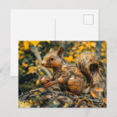 Metal Squirrel on Branch in autumn Postkarte (Vorne/Hinten)