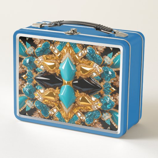 Metal Stainless Lunchbox mit Bahamas Farben (Vorderseite)