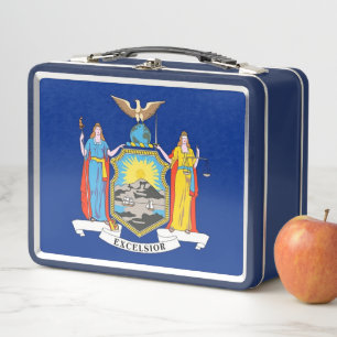 Metal Stainless Lunchbox mit der Flagge New Yorks