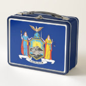 Metal Stainless Lunchbox mit der Flagge New Yorks (Vorderseite)