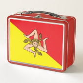 Metal Stainless Lunchbox mit der Flagge Siziliens (Vorderseite)